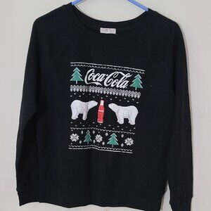 Coca Cola Sweatshirt Womens Medium Bears Coke Polar Bears Fuzzy Jumper Cute
